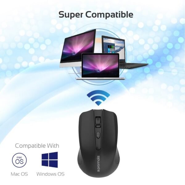 Promate Clix-8 2.4GHz Wireless Ergonomic Optical Mouse - Image 4