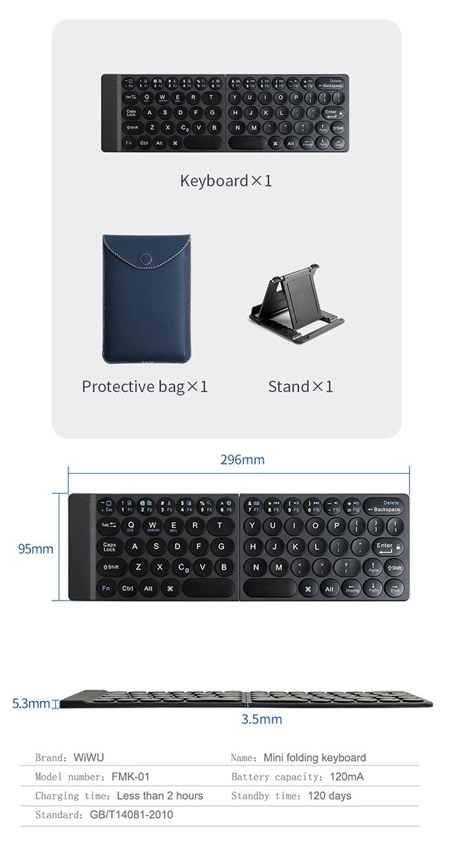 Wiwu Fmk-01 Mini Folding Bluetooth Keyboard 