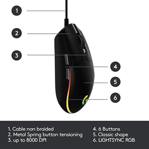 Logitech G102 LIGHTSYNC RGB Gaming Mouse - Image 6